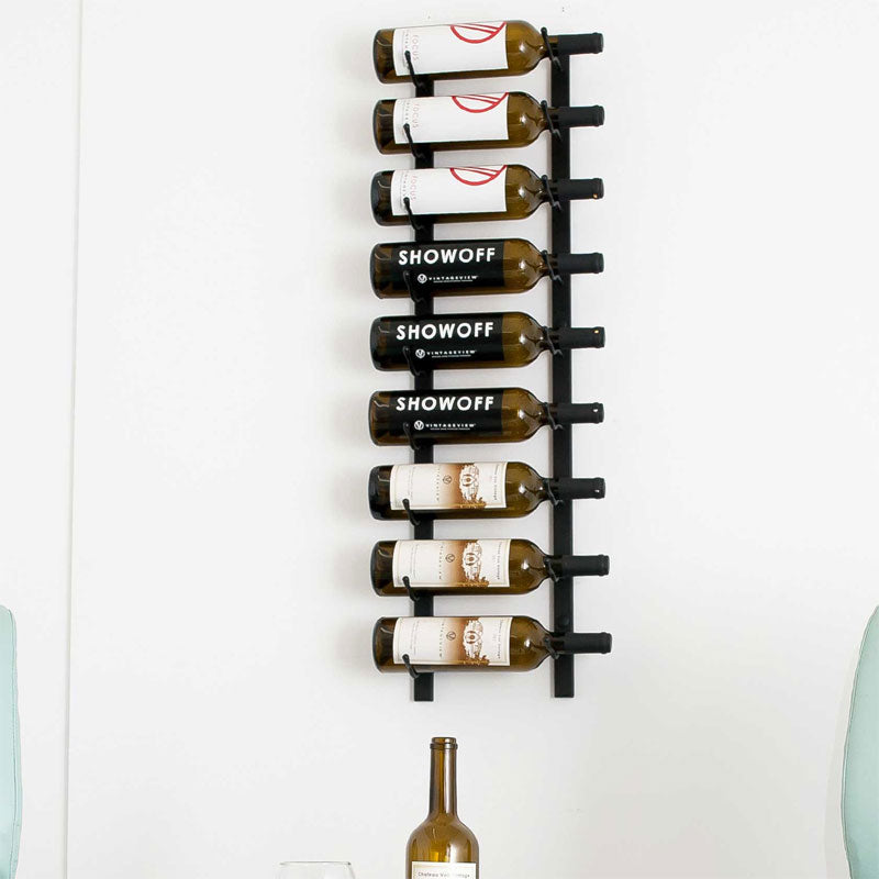 VintageView Wall Mounted W Series 3 - 9 Bottle Wine Rack 1 Deep - Black 3ft