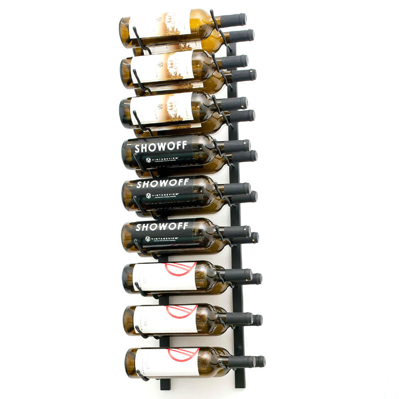 VintageView Wall Mounted W Series 3 - 18 Bottle Wine Rack 2 Deep - Black 3ft
