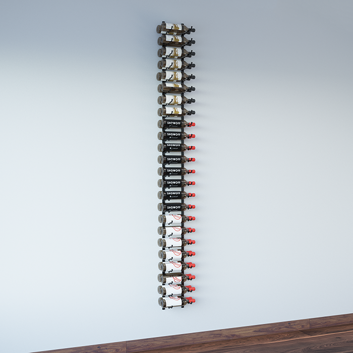 VintageView Wall Mounted W Series 8 - 48 Bottle Wine Rack 2 Deep - Black 8ft