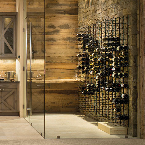 VintageView Wall Mounted W Series 5 - 15 Bottle Wine Rack 1 Deep - Black 5ft