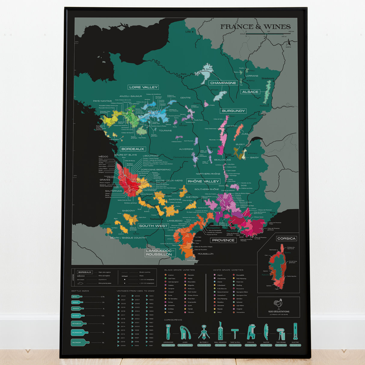 1020 Degustations Scratch Wine Map France