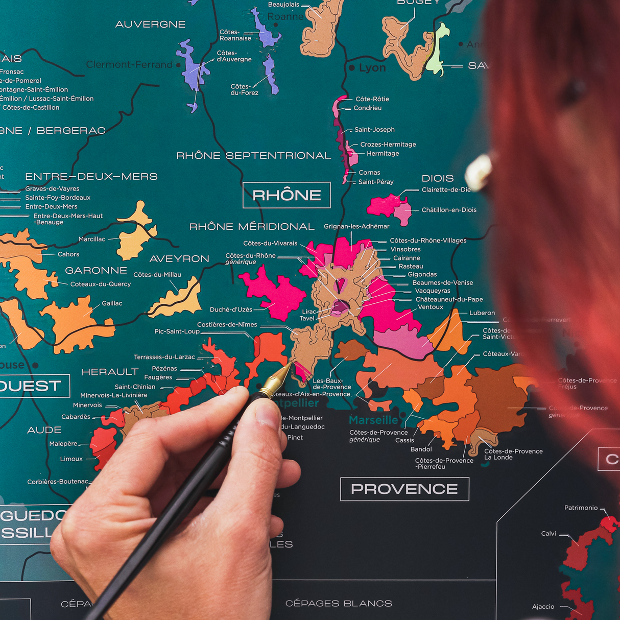 1020 Degustations Scratch Wine Map France