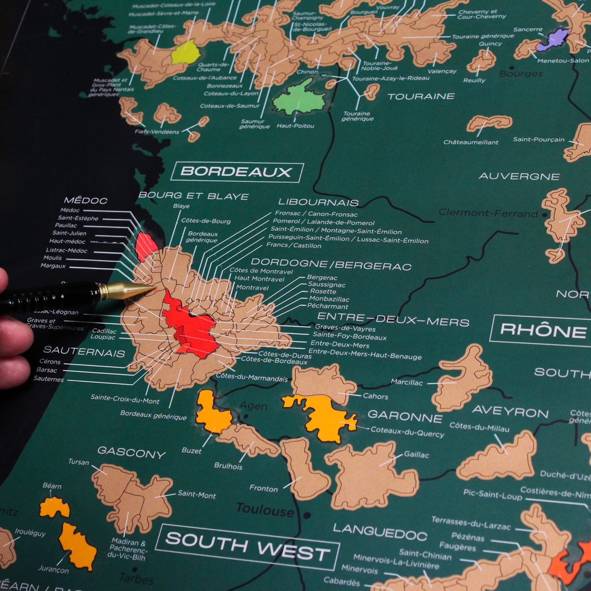 1020 Degustations Scratch Wine Map France