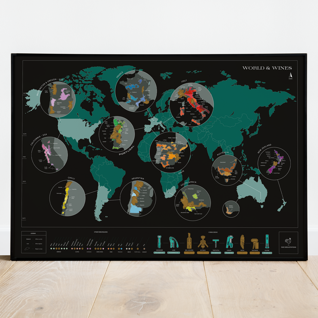 1020 Degustations Scratch Wine Map World