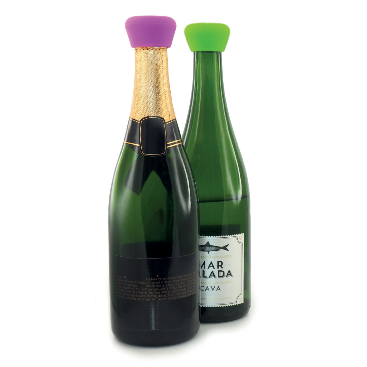 Pulltex Silicone Champagne Sparkling Wine Bottle Stopper Black Set Of 2