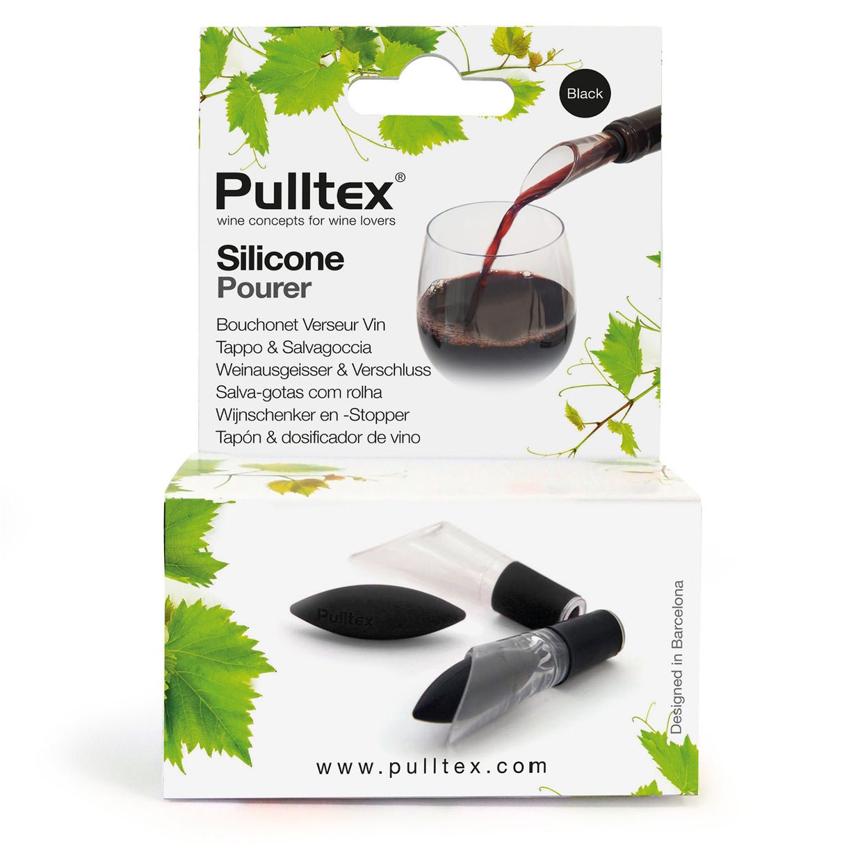 Pulltex Uranus Wine Bottle Stopper & Pourer - Black