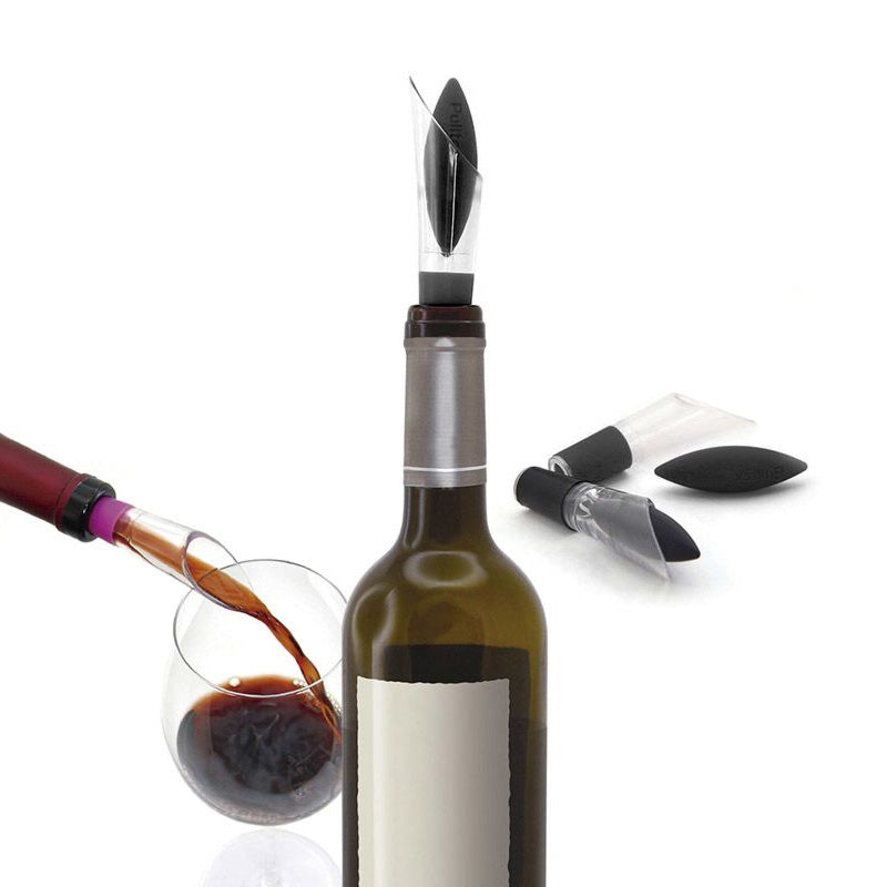 Pulltex Uranus Wine Bottle Stopper & Pourer - Black