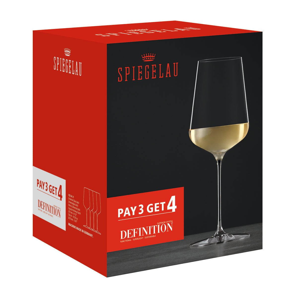 Spiegelau Definition Universal Red White Wine Glass Pay 3 Get 4