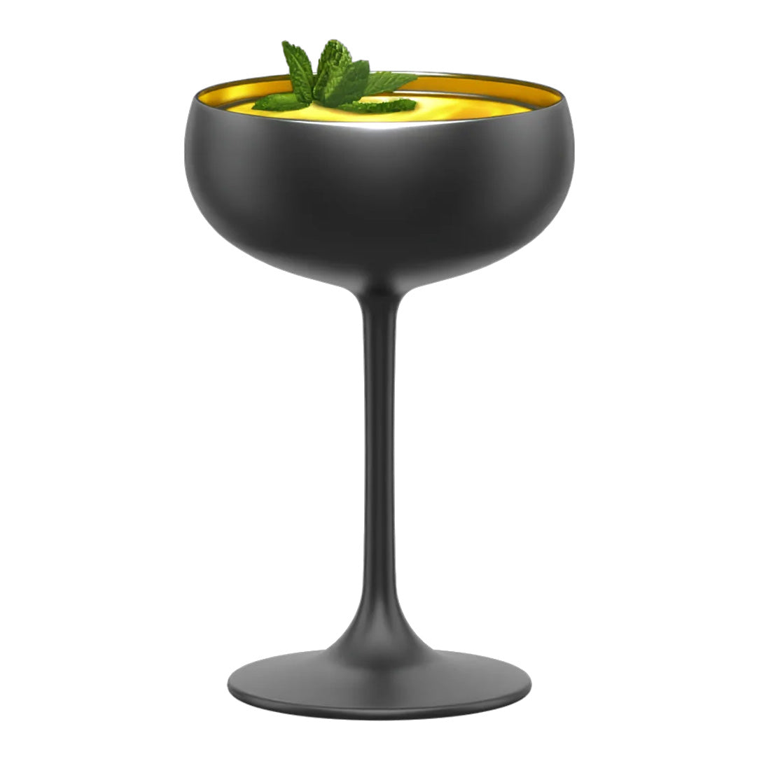 Stolzle Elements Champagne Coupe/Saucer - Black & Gold - Set of 6