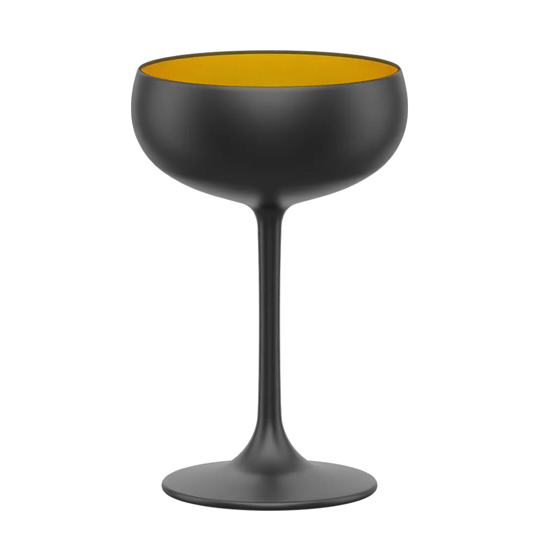 Stolzle Elements Champagne Coupe Saucer Black Gold Set Of 6