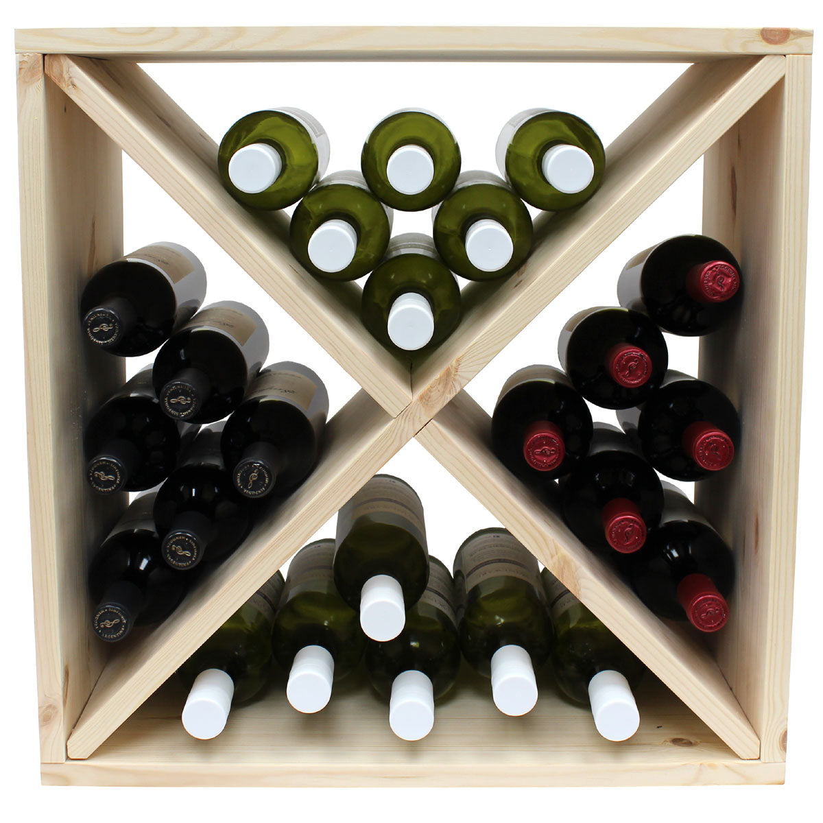 Pine Wooden Wine Rack Cellar Cube 96 Bottles 298mm Deep Set Of 4