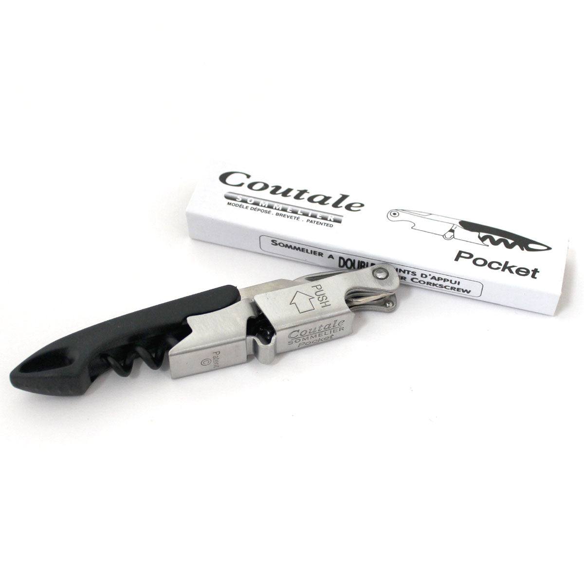 Coutale Sommelier Pocket Double Lever Waiter 's Friend Corkscrew Black