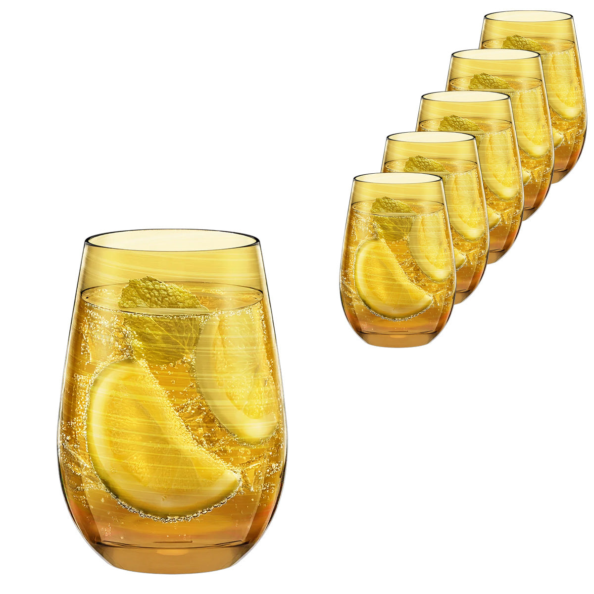 Stolzle Twister Amber Water / Mixer Tumbler Glass 465ml - Set of 6