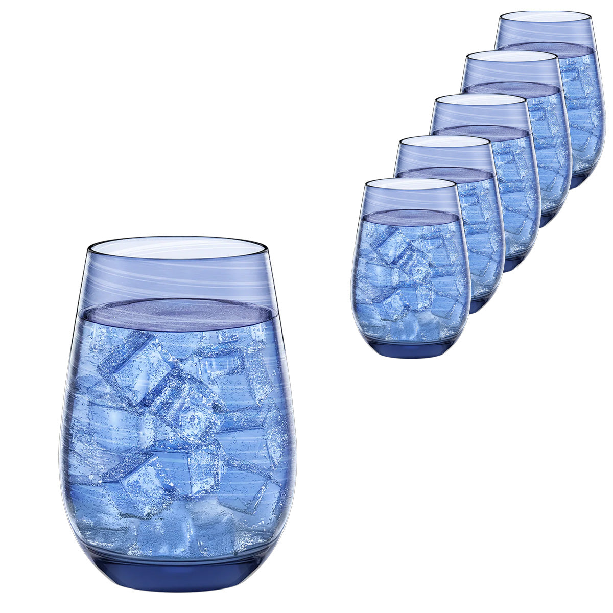 Stolzle Twister Smokey Blue Water / Mixer Tumbler Glass 465ml - Set of 6
