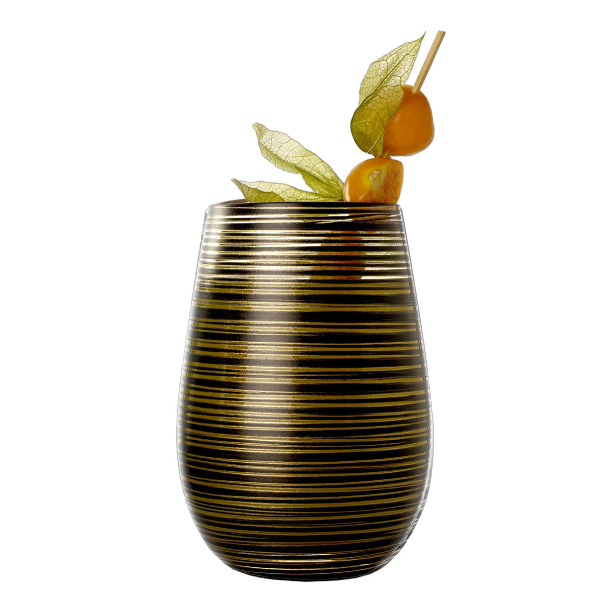 Stolzle Twister Black & Gold Water / Mixer Tumbler Glass 465ml - Set of 6