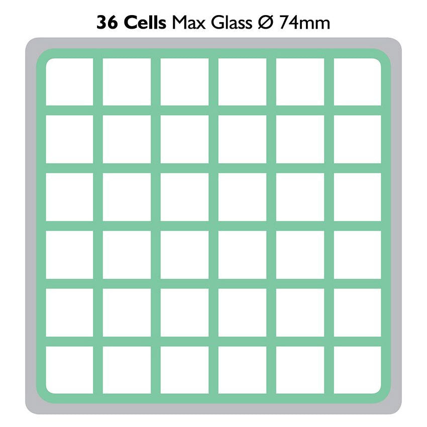 Fries Glass Washer Tray 500 x 500mm - 36 Glasses - 74mm Cell