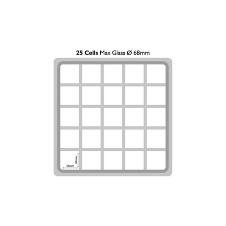Fries Glass Washer Tray 400 x 400mm - 25 Glasses - 68mm Cell