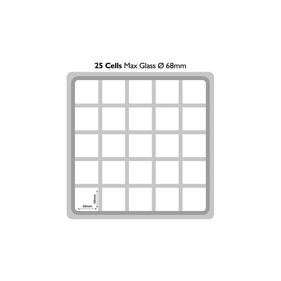Fries Glass Washer Tray 400 X 400mm 25 Glasses 68mm Cell