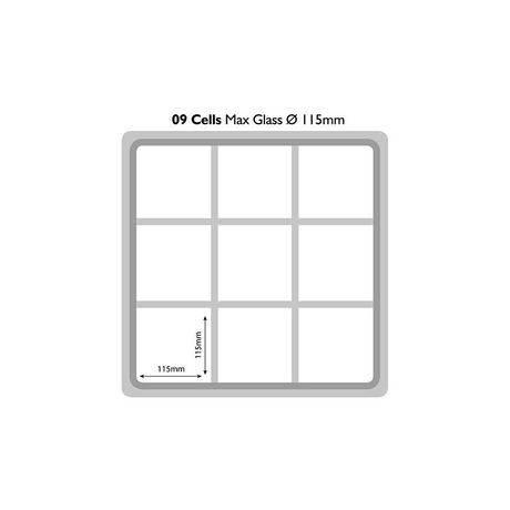 Fries Glass Washer Tray 400 x 400mm - 9 Glasses - 115mm Cell