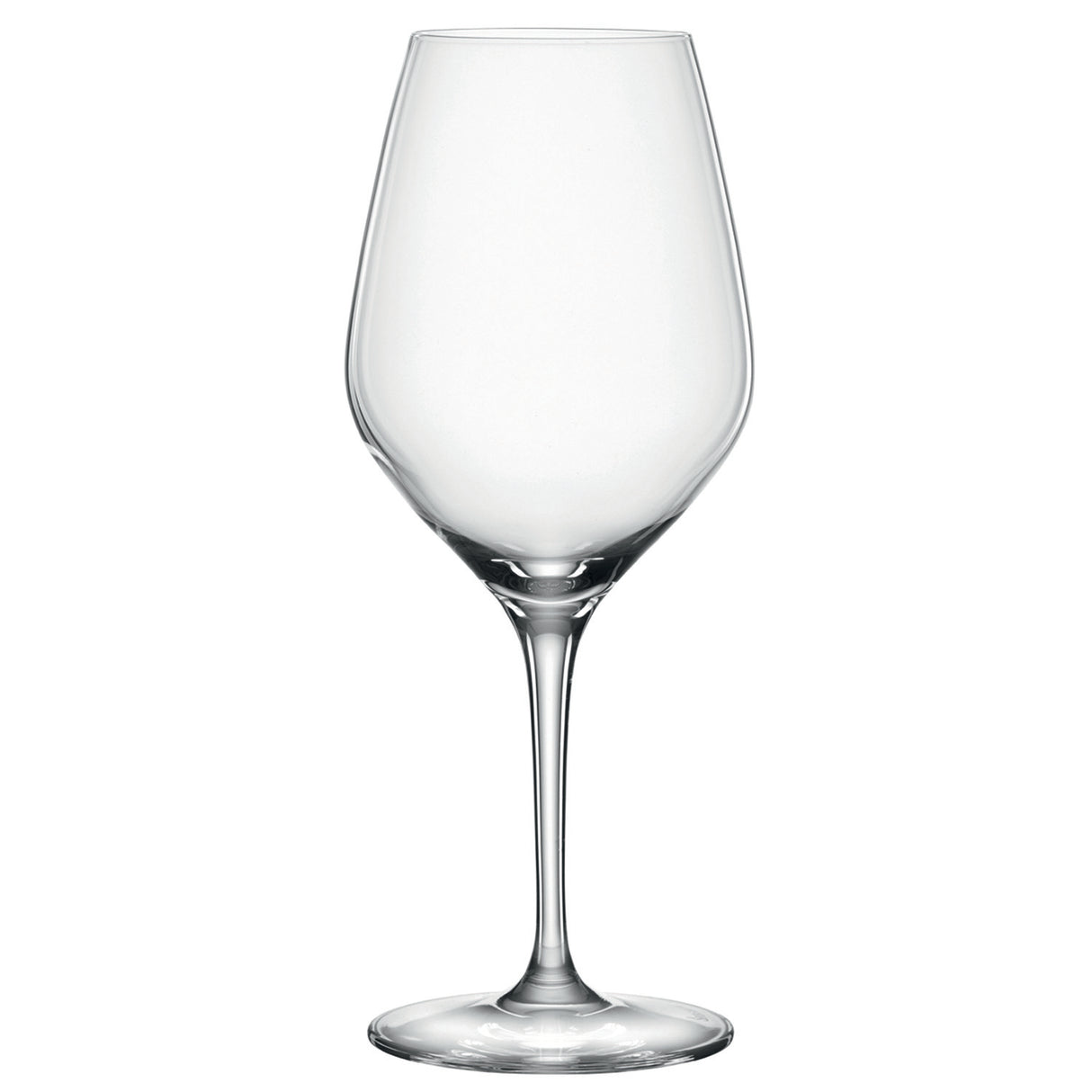 A set of 12 Spiegelau Restaurant Authentis Red Wine Glasses (480ml), featuring a clear, empty design with long stems and broad bowls, is shown against a plain white background.