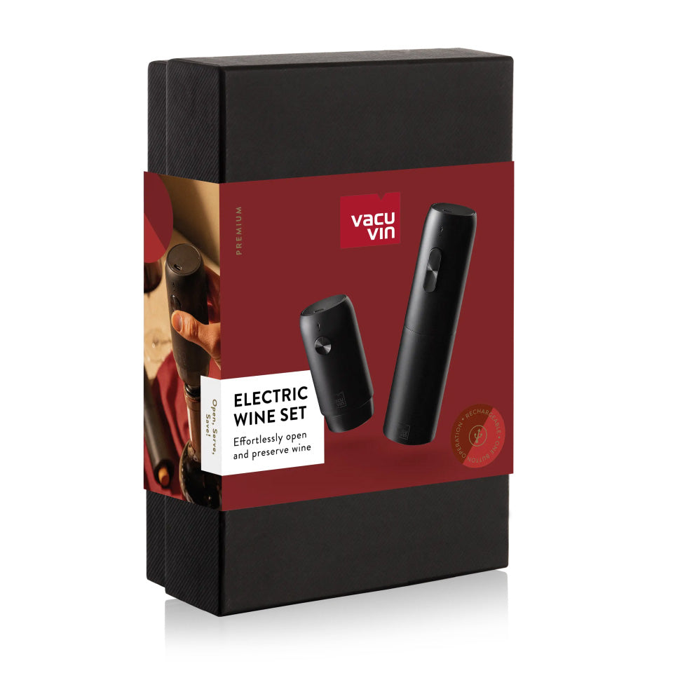 Vacu Vin 2-Piece Electric Wine Set - Wine Saver & Corkscrew - Black