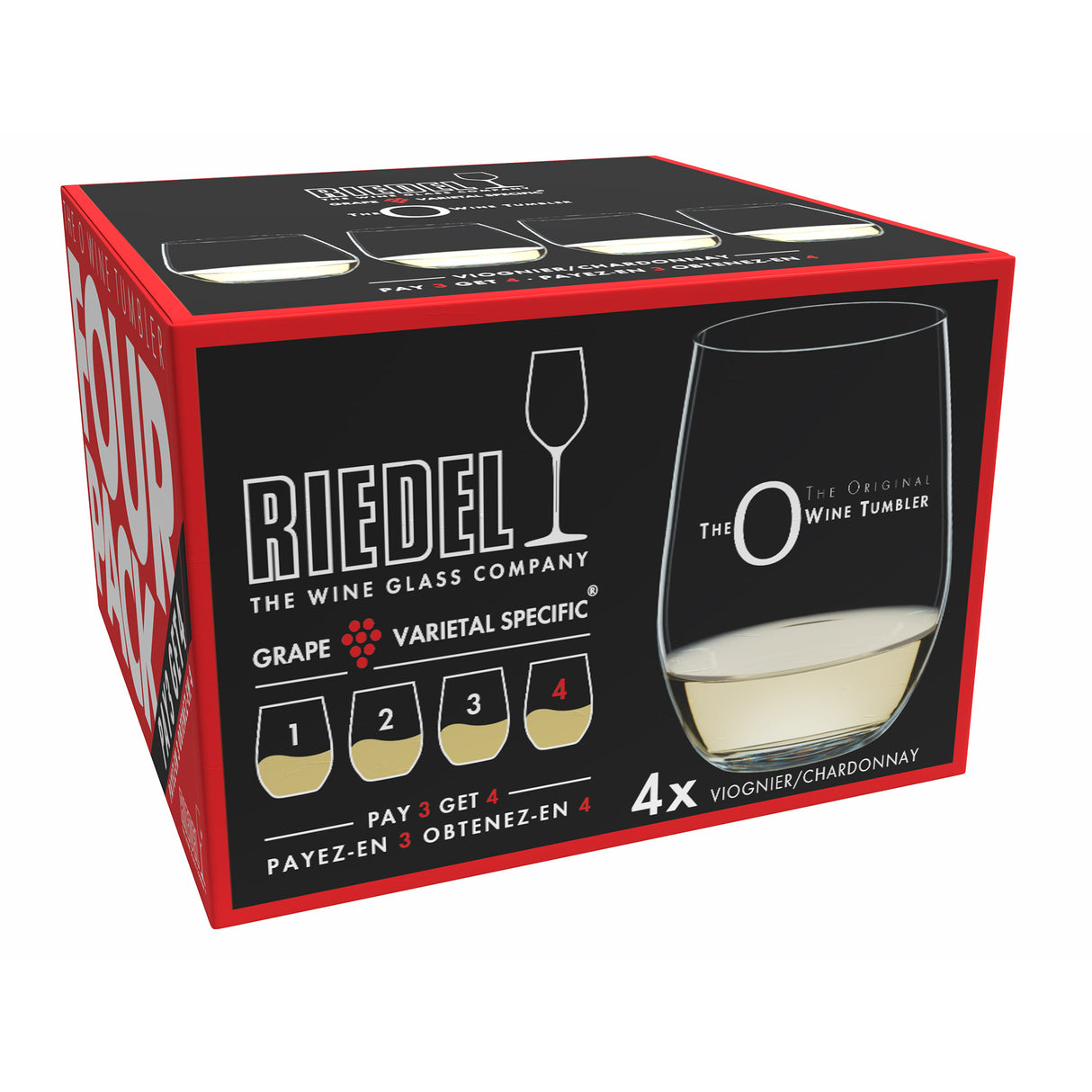 Riedel O Range Stemless Viognier Chardonnay Glass Set Of 4 7414 05