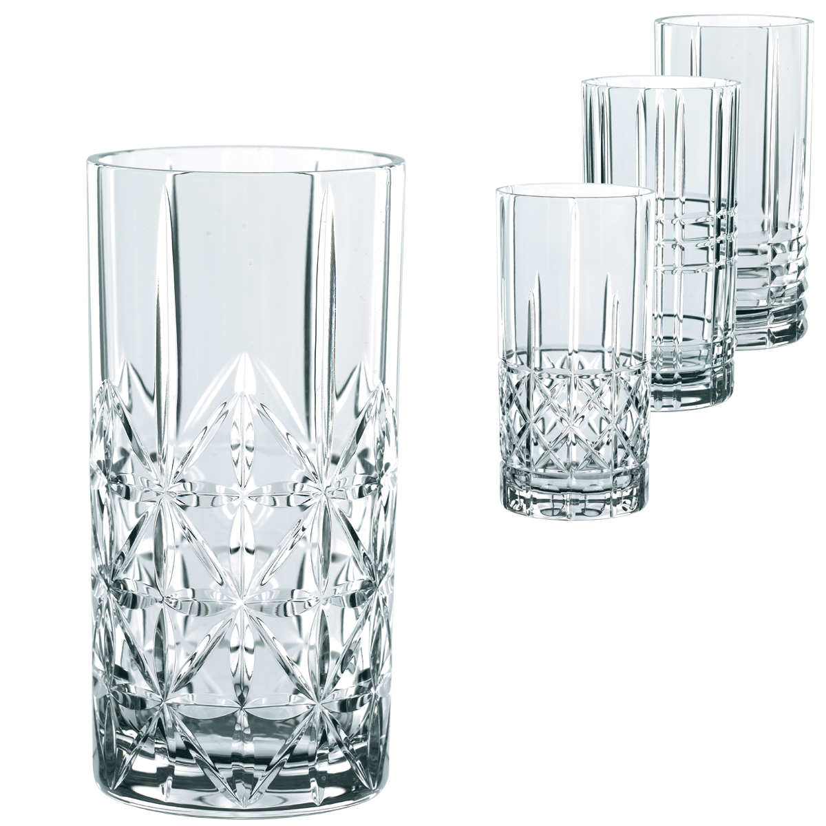 Nachtmann Highland Cut Glass Long Drink Mixer Tumbler Set Of 4