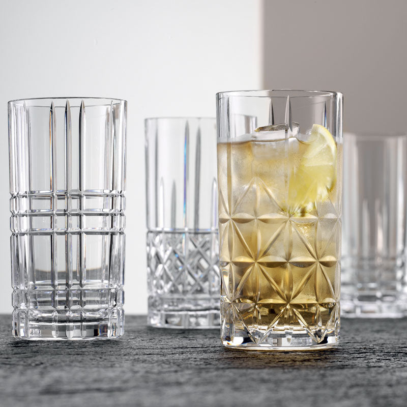 Nachtmann Highland Cut Glass Long Drink Mixer Tumbler Set Of 4