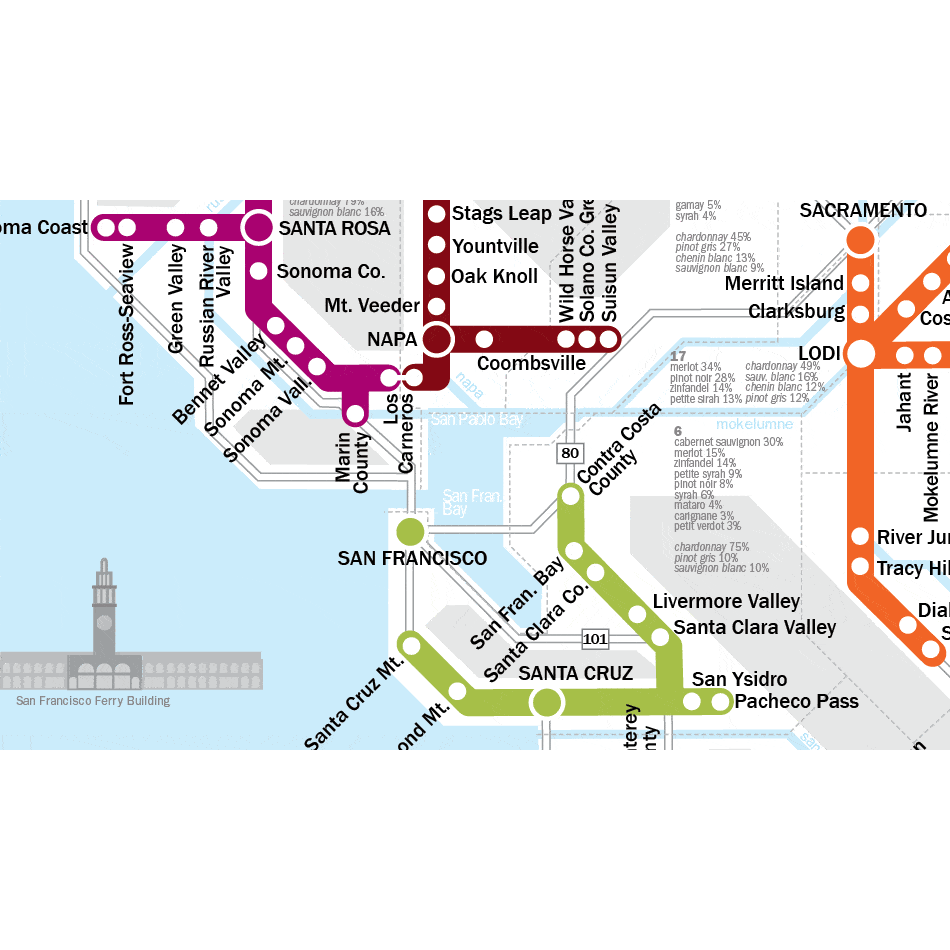 De Long 's Metro Wine Map Of California Wine Regions