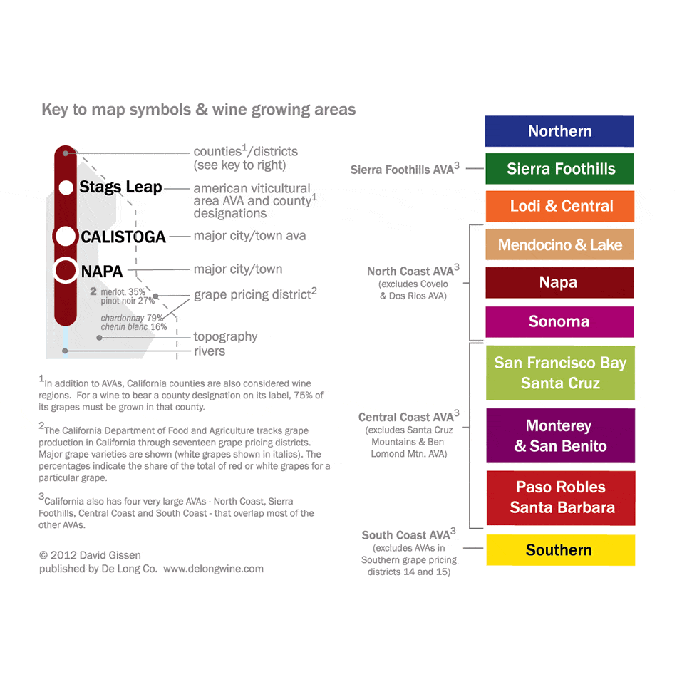 De Long 's Metro Wine Map Of California Wine Regions