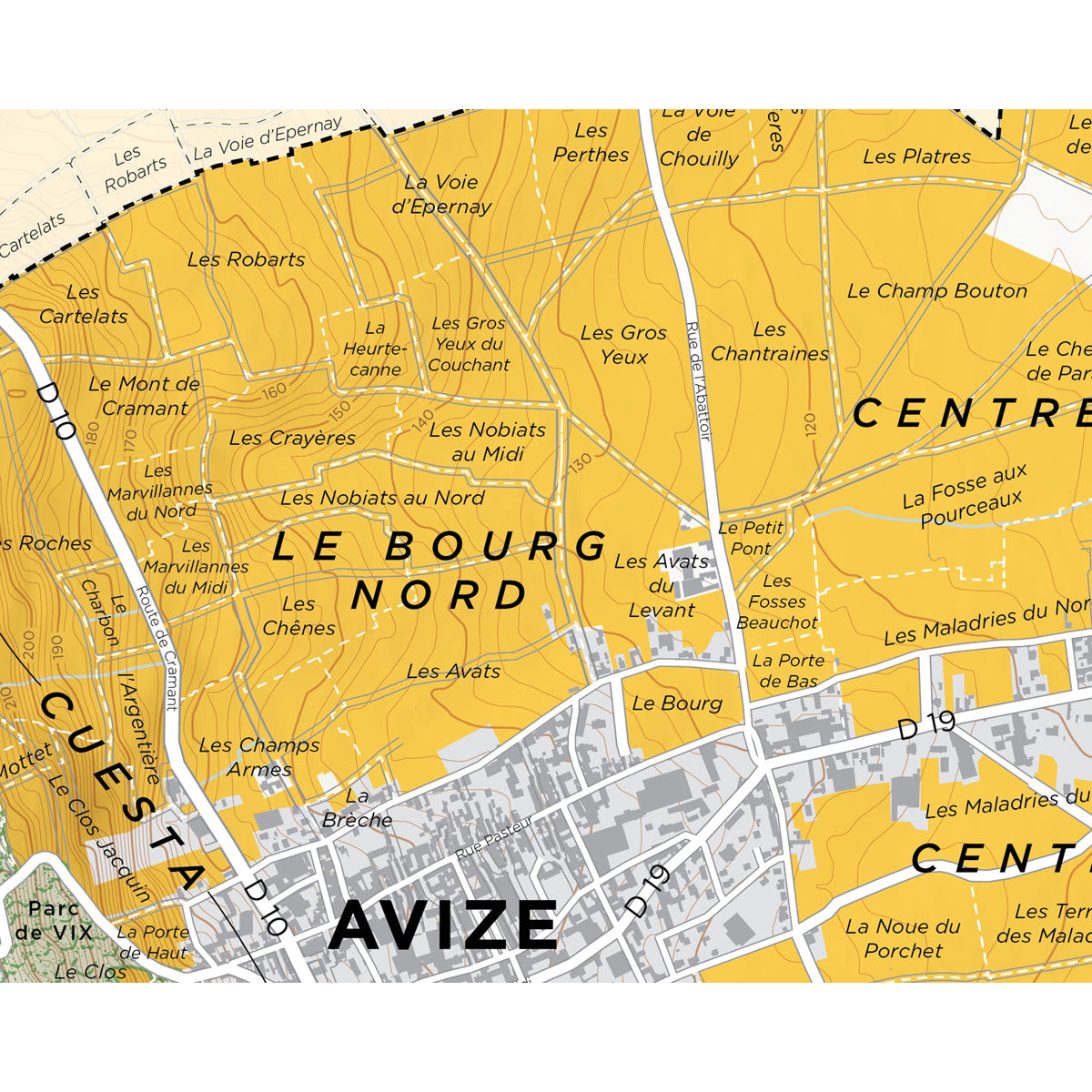 De Long 's Map Of Cote Des Blancs Champagne Avize Grand Cru