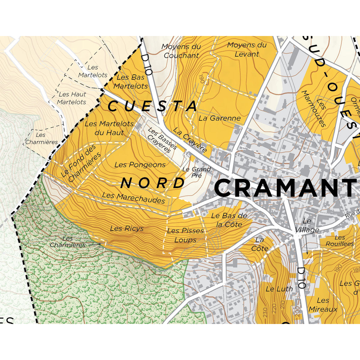 De Long 's Map Of Cote Des Blancs Champagne Cramant Grand Cru