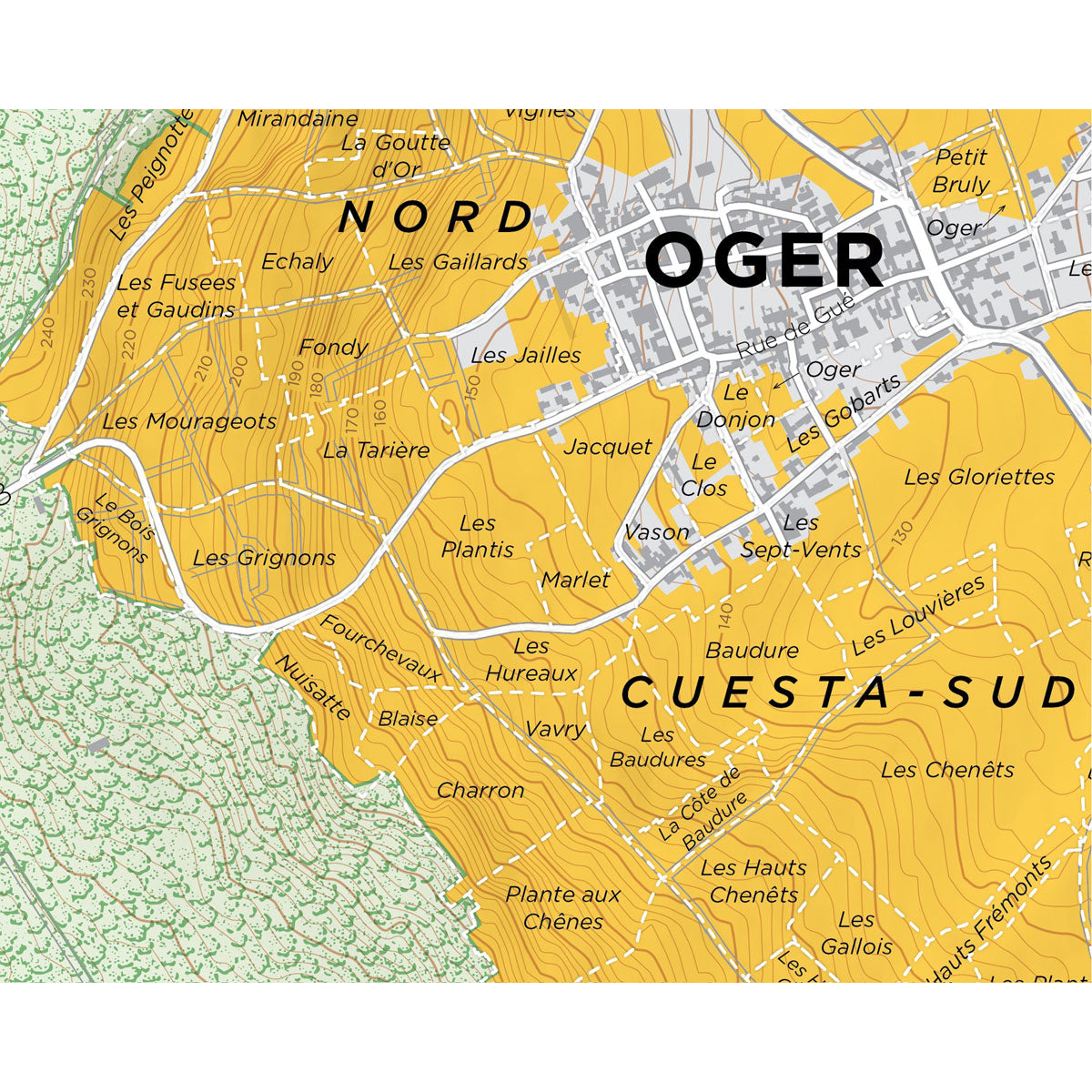 De Long 's Map Of Cote Des Blancs Champagne Oger Grand Cru