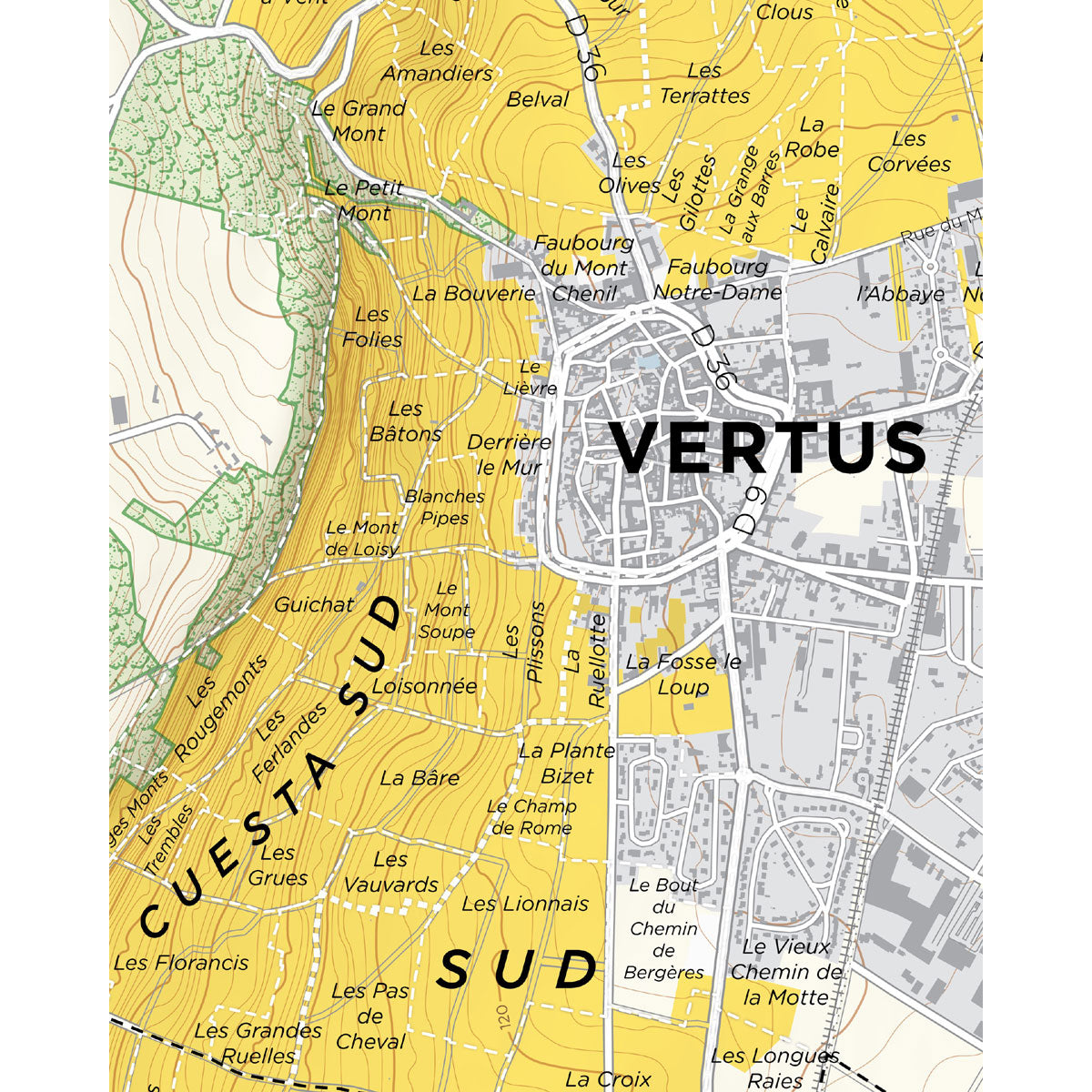 De Long’s Map of Côte des Blancs Champagne - Vertus Premier Cru