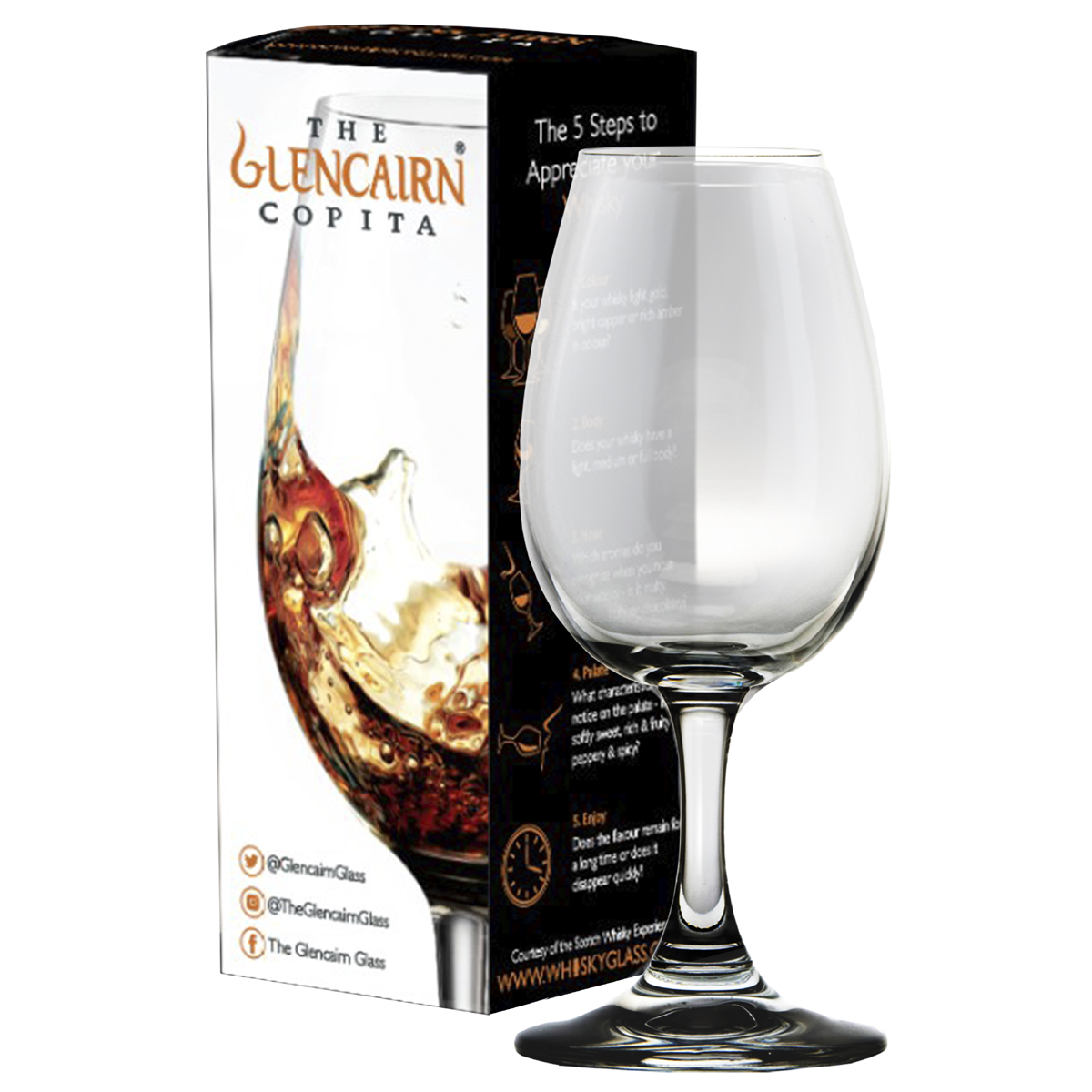 The Glencairn Official Whisky / Sherry Nosing Copita Glass (Printed Gift Carton)