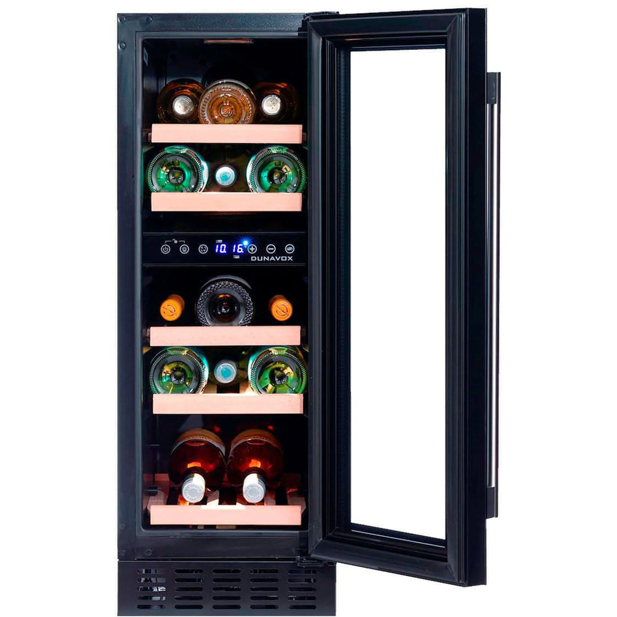 Dunavox Flow 17 Bottle 2-Temperature Built-In Undercounter Wine Cabinet - Black DAUF-17.58DB