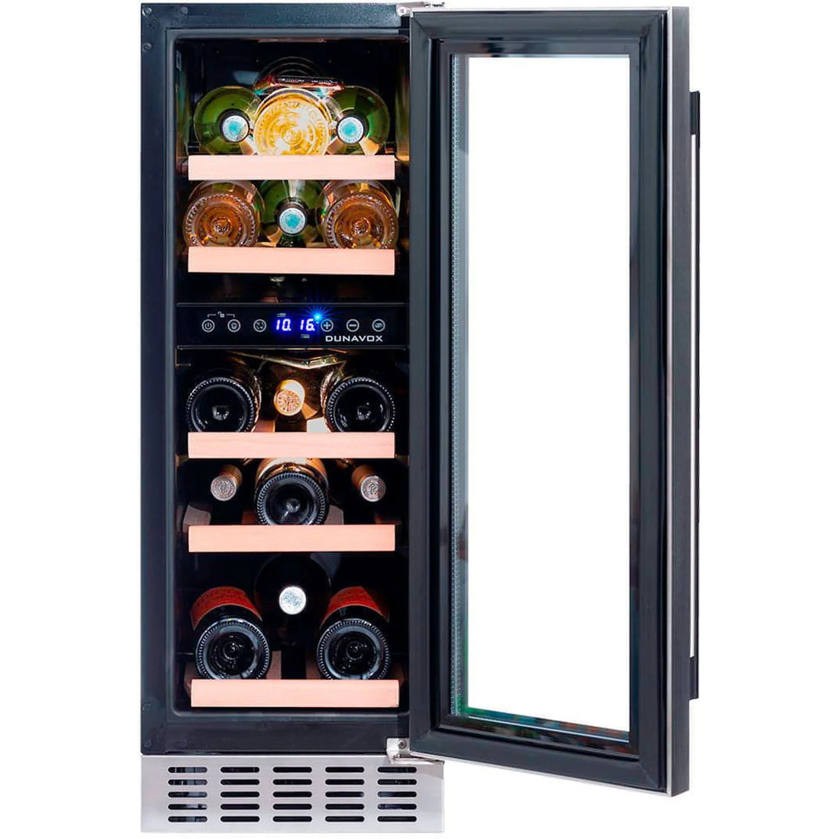 Dunavox Flow 17 Bottle 2 Temperature Built In Undercounter Wine Cabinet Stainless Steel Dauf 17 58dss