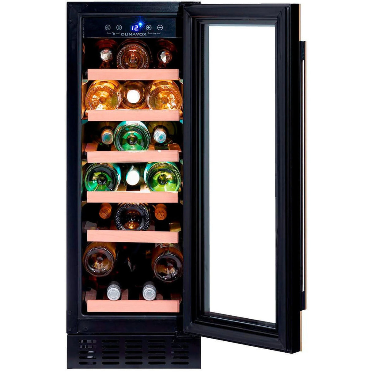 Dunavox Flow 19 Bottle Single Temperature Built In Undercounter Wine Cabinet Black Dauf 19 58b