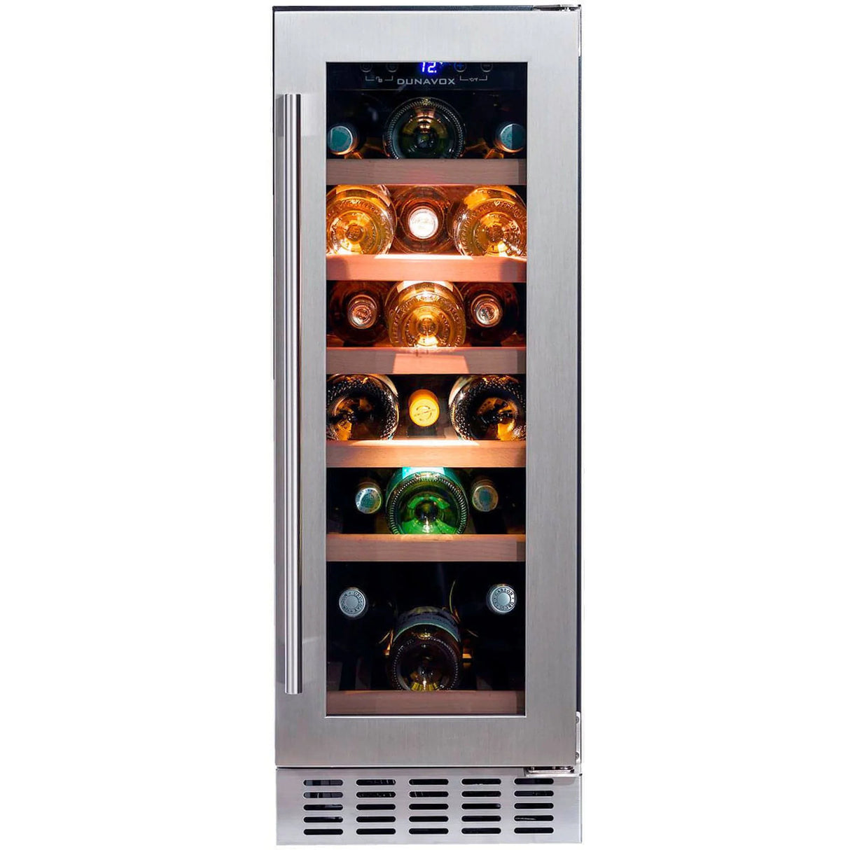 Dunavox Flow 19 Bottle Single Temperature Built In Undercounter Wine Cabinet Stainless Steel Dauf 19 58ss