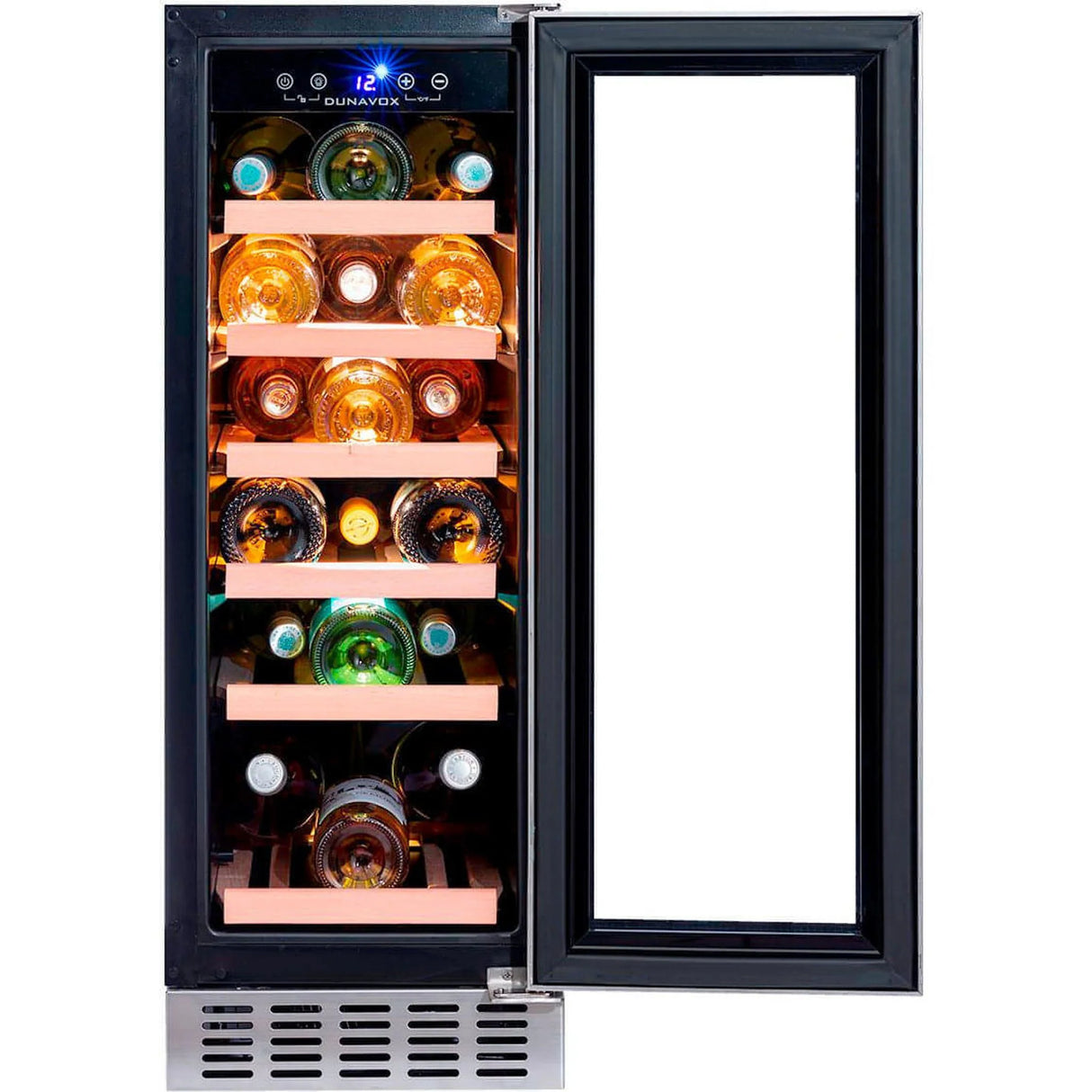 Dunavox Flow 19 Bottle Single Temperature Built In Undercounter Wine Cabinet Stainless Steel Dauf 19 58ss