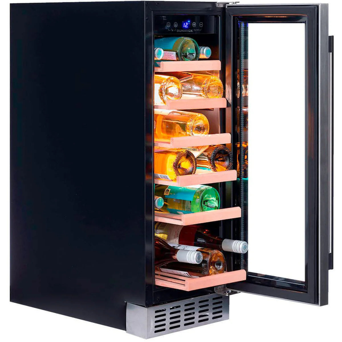 Dunavox Flow 19 Bottle Single Temperature Built In Undercounter Wine Cabinet Stainless Steel Dauf 19 58ss