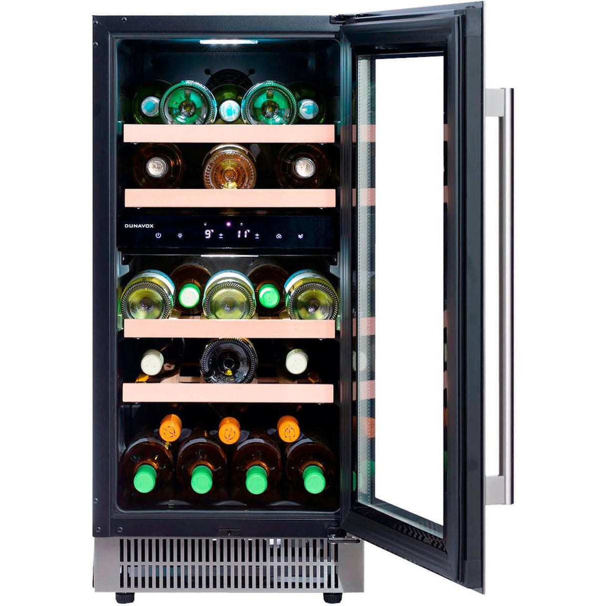 Dunavox Flow 32 Bottle 2 Temperature Built In Undercounter Wine Cabinet Stainless Steel Dauf 32 78dss