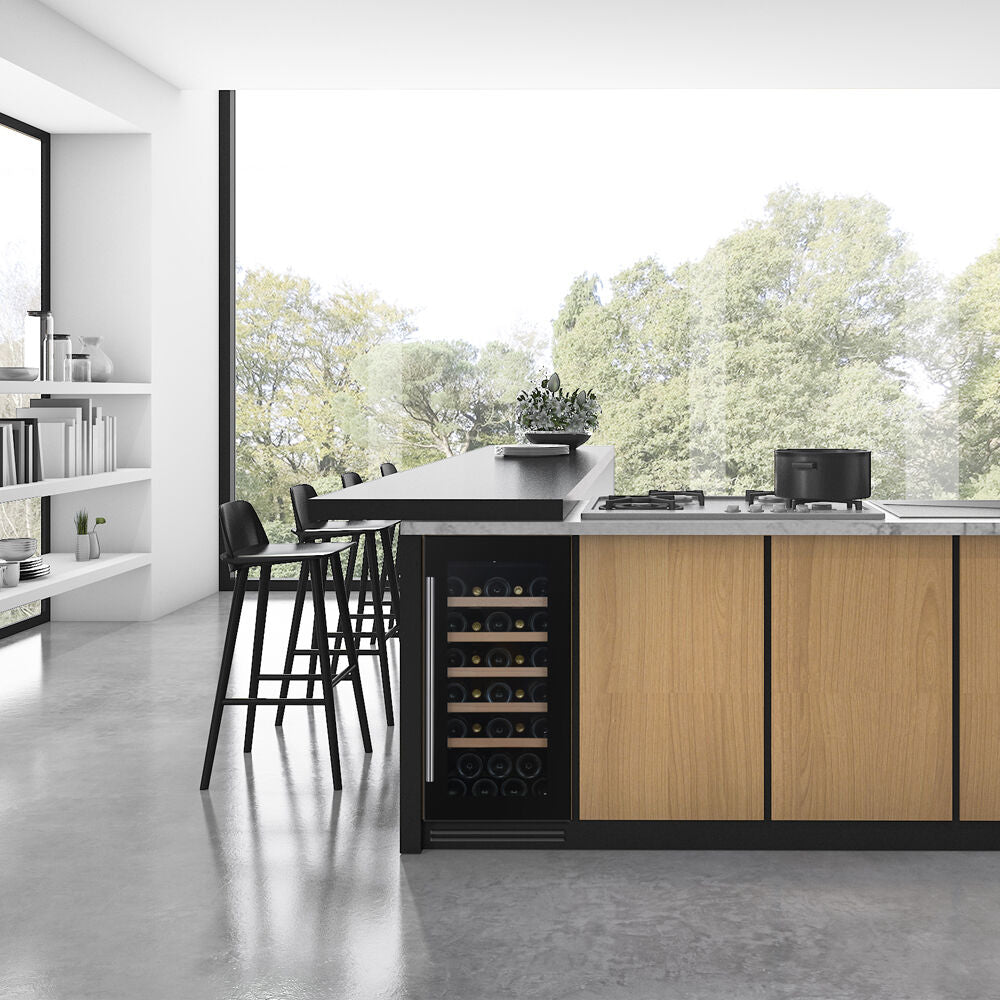 Dunavox Flow 32 Bottle Single Temperature Built In Undercounter Wine Cabinet Black Dauf 32 83b