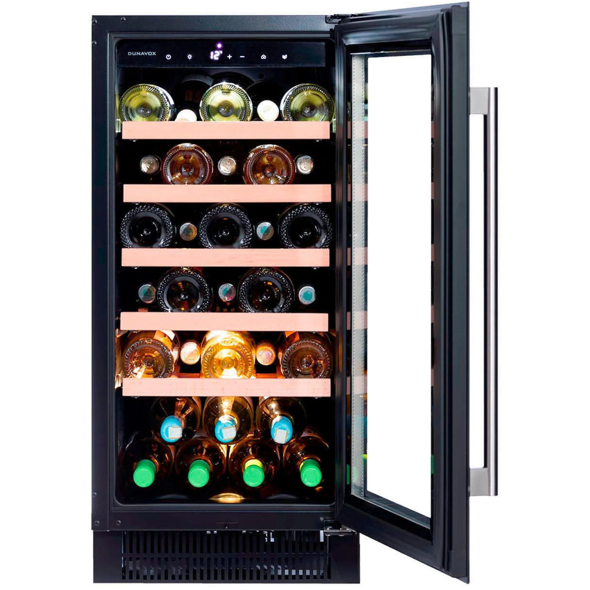 Dunavox Flow 32 Bottle Single Temperature Built In Undercounter Wine Cabinet Black Dauf 32 83b