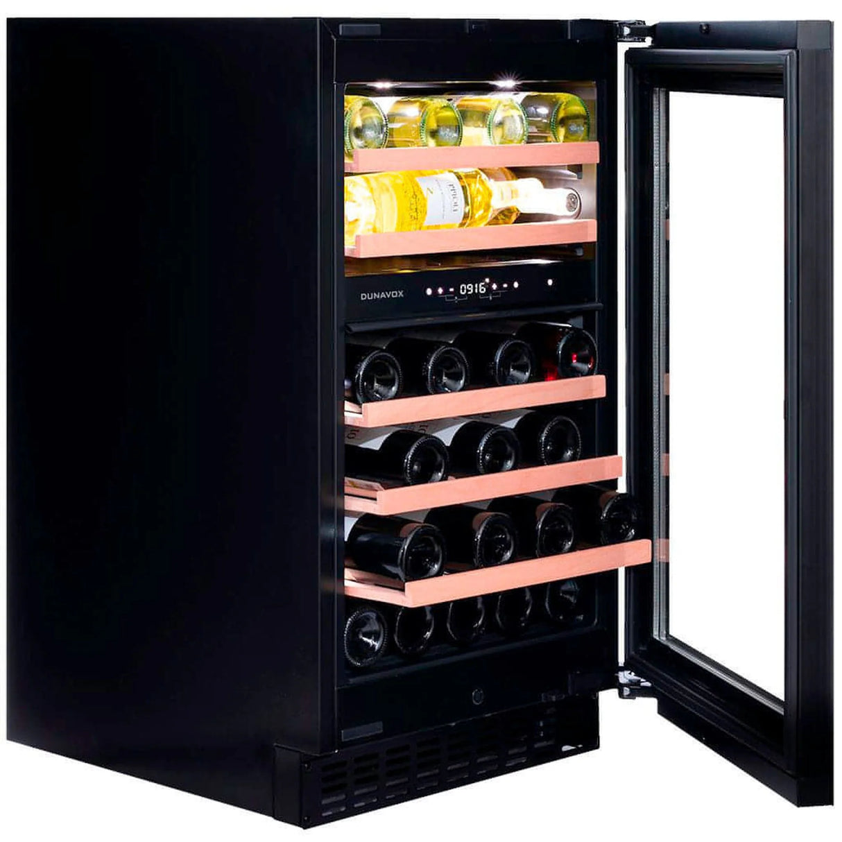 Dunavox Flow 38 Bottle 2-Temperature Built-In Undercounter Wine Cabinet - Black DAUF-38.100DB