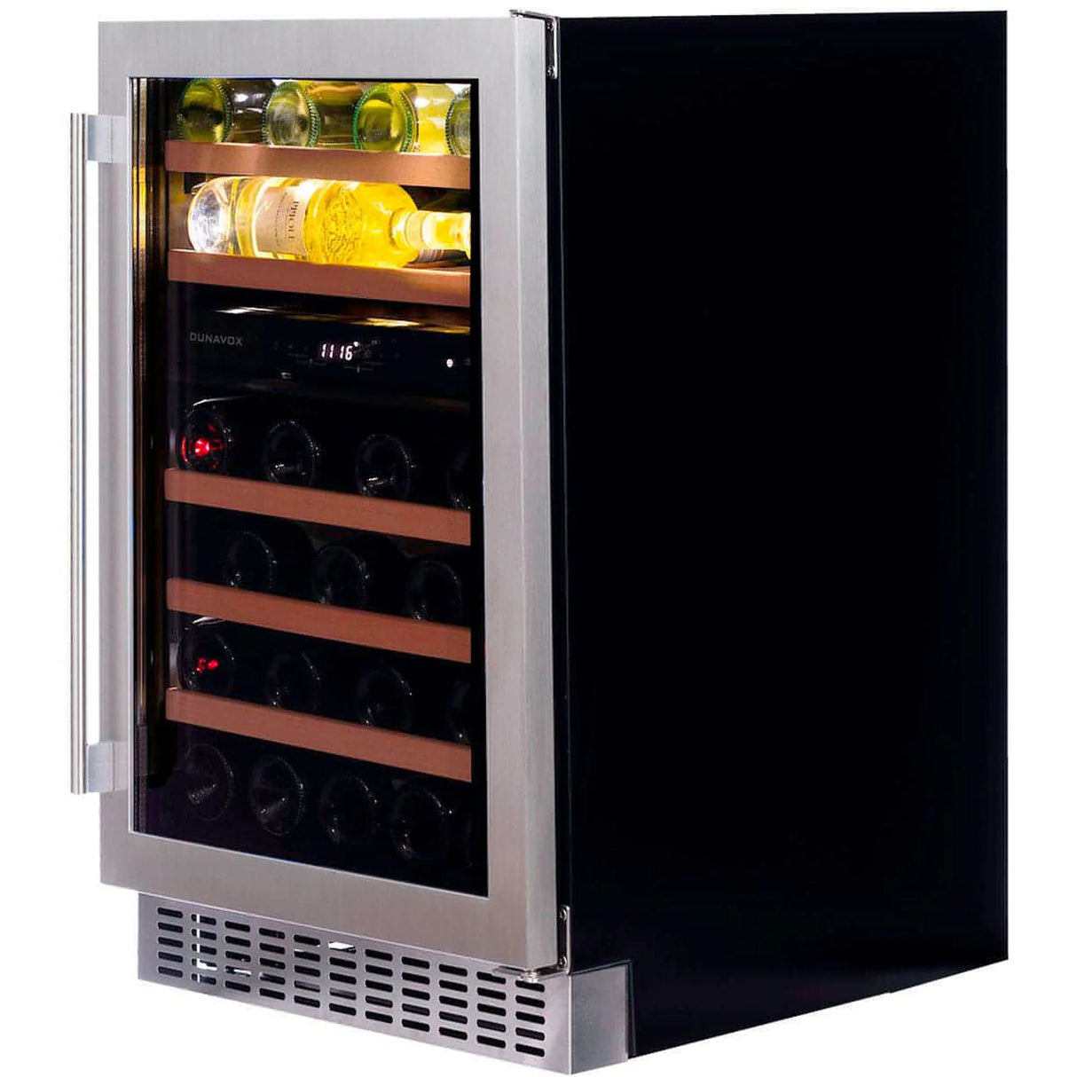 Dunavox Flow 38 Bottle 2 Temperature Built In Undercounter Wine Cabinet Stainless Steel Dauf 38 100dss