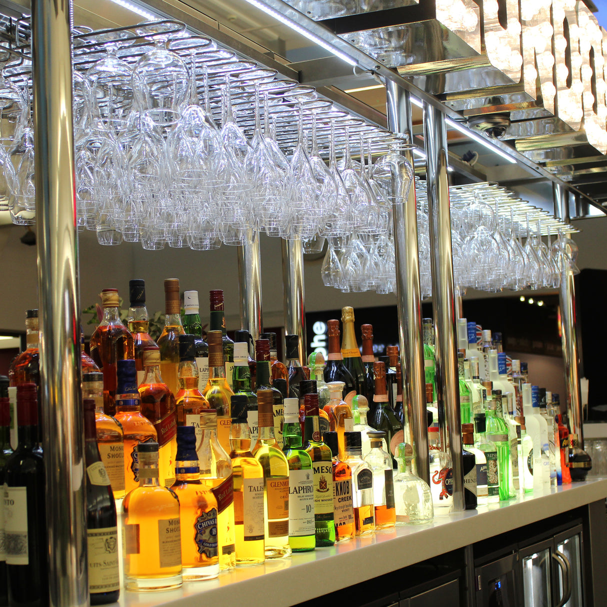 Chrome Plated Steel Wine Glass Hanging Rack - Dual Fix (Wall and Shelf)