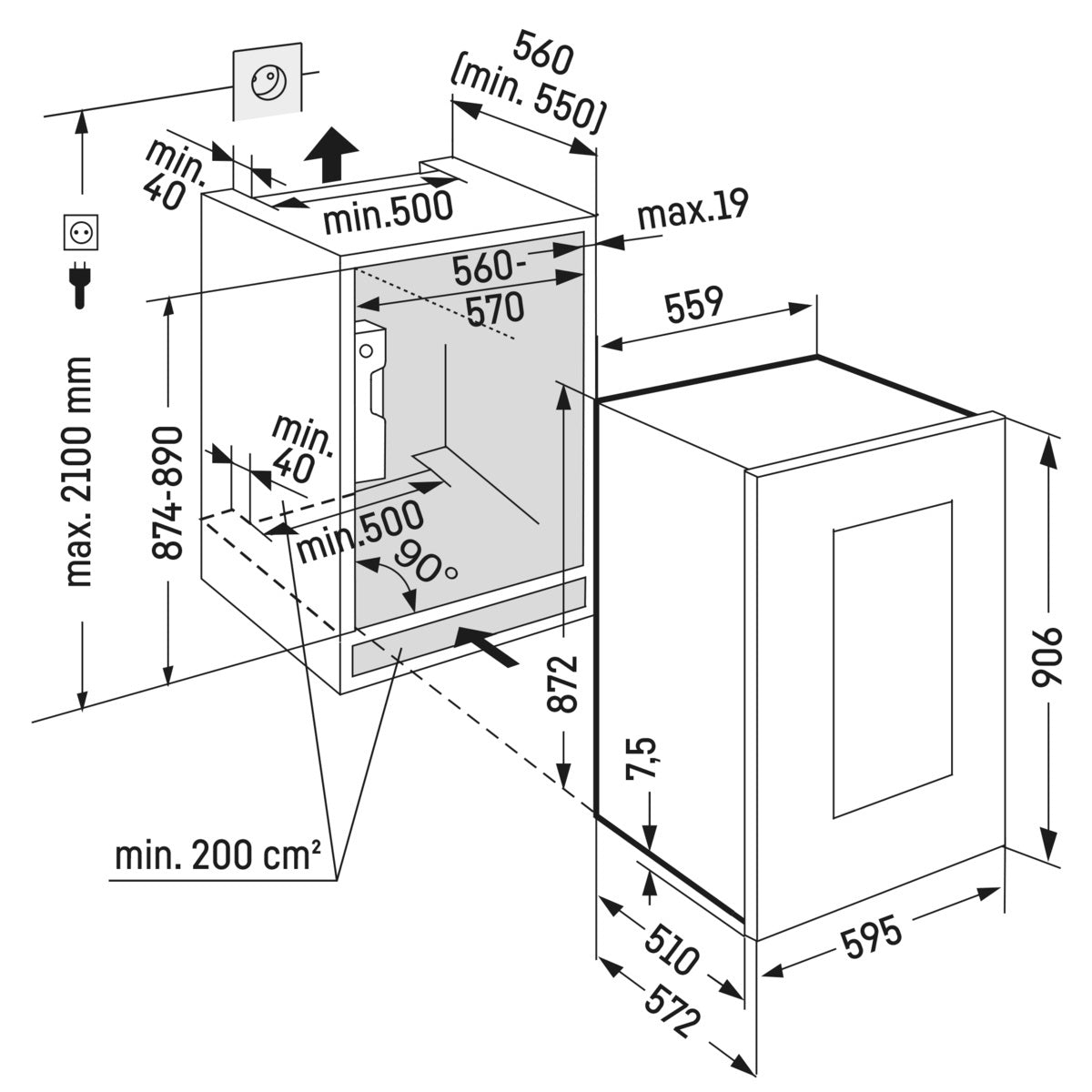 Liebherr Vinidor Built In 2 Temperature Wine Cabinet Black Ewtgb 1683