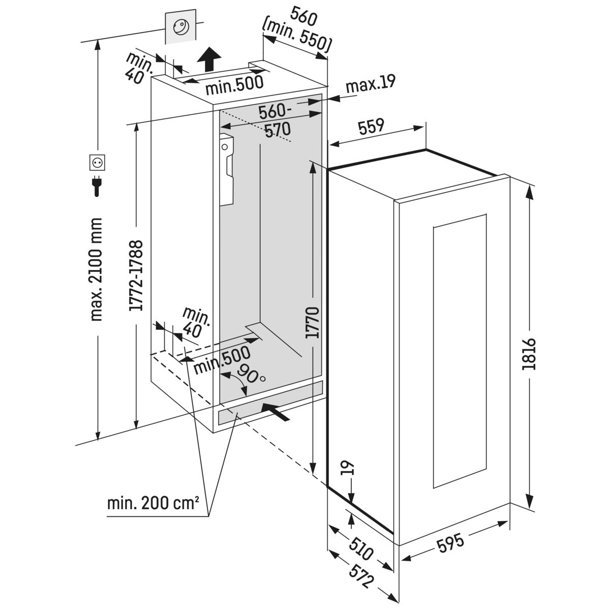 Liebherr Vinidor Built In 2 Temperature Wine Cabinet Black Ewtgb 3583