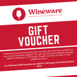 An electronic gift voucher from Wineware with a red and white design featuring text and the company's logo.